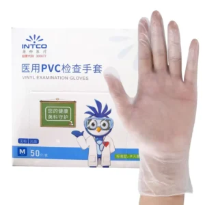 Disposable PVC Examination Gloves with Curled Cuffs Transparent Durable & Flexible Medical F8000F 00