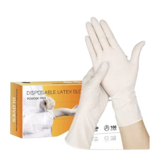 Disposable Powder Free Natural Latex Gloves 9 Inch Food Grade White Latex Examination Gloves 100pcs Per Box