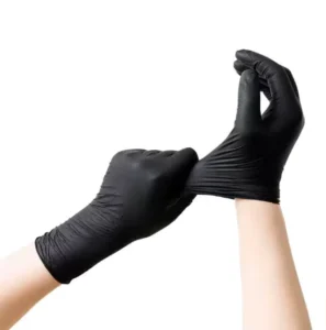 Disposable Powder Free Vinyl Safety Examination Gloves Silicone Free Tear Resistant 23 25cm Length Black