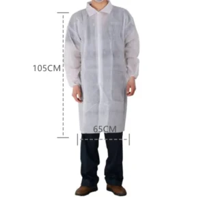 Disposable Protective Lab Coat Lightweight Nonwoven PPE Clothing for Medical Industry
