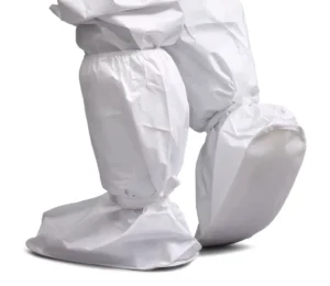 Disposable SMS Shoe Cover with Antislip PVC Sole White Nonslip Boot Covers with Ties Medical Cap & Shoe Cover Microporous