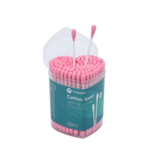 Disposable Skin Friendly Hygienic Cotton Swab 100pcs Pink Head pp Stick Cotton Bud with Box
