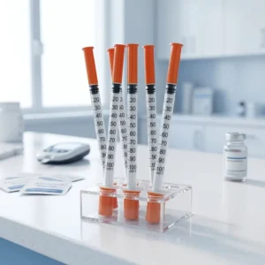 Disposable Sterile Syringe 0.3ml 0.5ml 1ml with Fixed Needle Orange Cap for Clinic and Hospital Supply Pack OEM
