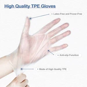 Disposable Thick Waterproof Powder Free Food Grade 100 Pcs Box TPE Gloves for Kitchen Household Winter Use