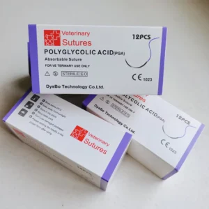 Disposable Veterinary Surgical Instruments Medical Surgical Absorbable Polyglycolic Acid PGA Sutures Veterinary Needle