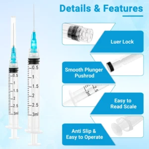 Disposable Veterinary Syringe 3ml 23G25mm Safety Needle for Animal Injection