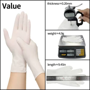 Disposable White Nitrile Gloves Industrial Grade Latex free Touchscreen Compatible Protective Anti slip Food Safe
