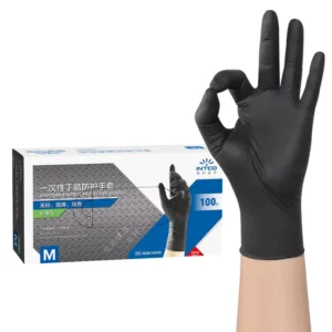 Disposable wear resistant nitrile gloves thickened and extended suitable for dishwashing powder free black nitrile gloves