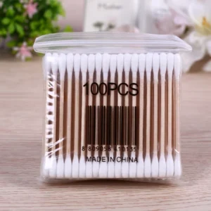 Double Ended Multi Functional Cotton Swab with Medical Bamboo and Wood Rod Premium Medical Cotton Product