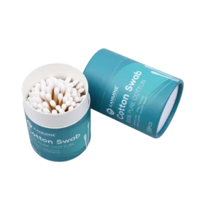 Double Head Cleaning Ear Cotton Bud 100pcs Bamboo Stick Cotton Swab with Paper Round Box
