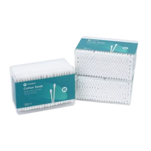 Double Headed Disposable Double Round Tip Cotton Bud 300pcs pp Stick Cotton Swab with square Box