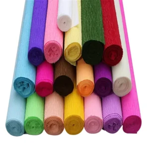 Double Sides Gift Wrapping Crepe Paper in Roll Handmade Crepe Paper Printed Tissue Paper Wood Pulp Papel Crepe