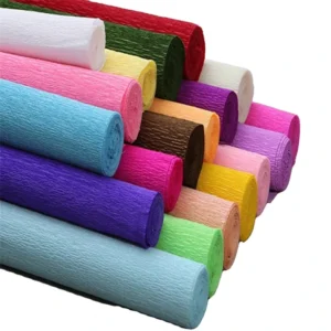 Double Sides Gift Wrapping Crepe Paper in Roll Handmade Crepe Paper Printed Tissue Paper Wood Pulp Papel Crepe