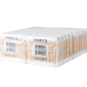 Double Tipped Wooden Cotton Swabs for Hygiene and Beauty Care