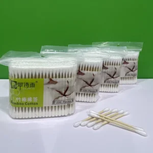 Dual Ended Cotton Swabs with Bamboo Stick Convenient and Eco Friendly Natural Degradable