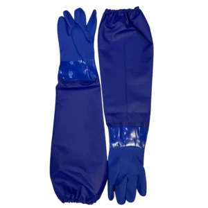 Durable Arm Coverage Safety Work Gloves with Blue Sandy Texture for Heavy Duty Cleaning and Maintenance