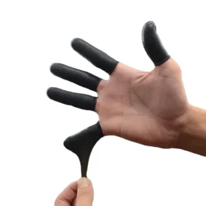 Durable Black Latex ESD Finger Cots Disposable Anti static Waterproof Anti slip Touchscreen Finger Covers for Factory Workshop