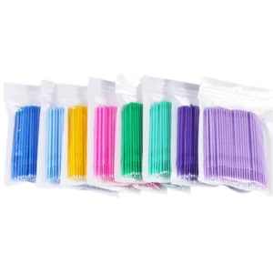 Durable Cotton Eyelash Extension Brush Bag 100pcs Colorful Mascara Rods