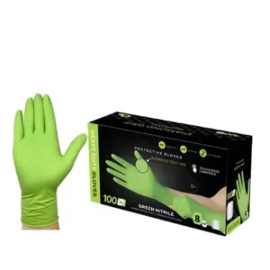 Durable Grip Heavy Duty 9MIL Green Nitrile Disposable Industrial Gloves Raised Diamond Texture Anti-Vibration