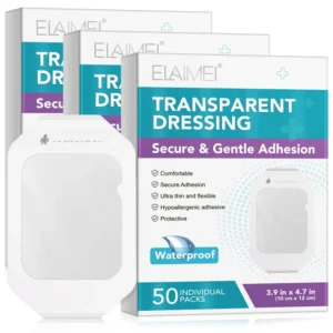 ELAIMEI 3.9inx4.7in Hypoallergenic Skin-Friendly Waterproof Swimming Transparent Film Dressing Breathable Adhesive Bandages