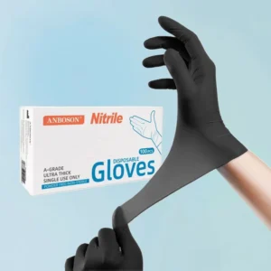EN388 Certified Black Disposable Nitrile Gloves Powder Free Latex Free Cut Resistant Waterproof Mechanics Work Gloves