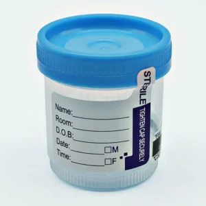EO Sterile Labeled Urine Specimen Container 90 ml in Temperature Strip with White Cap