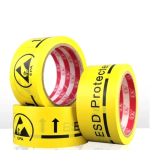 EPA Radiation Alert Anti Static Pressure Sensitive PVC ESD Sensitive Yellow Aisle Warning Tape 48mm Width Single Sided Rubber