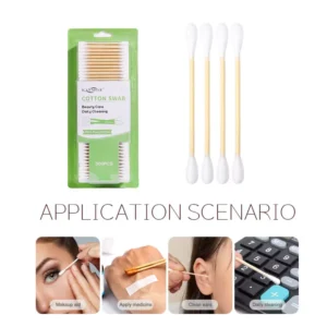 Ear Cleaning 500pcs Cotton Bud Bamboo Stick Cotton Swabs with Blister Card Packed