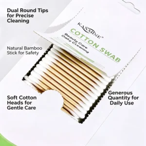 Ear Cleaning 500pcs Double Round Bamboo Stick Cotton Swabs Cotton Buds with Suction Card Package