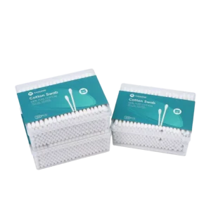 Ear Cleaning Buds Makeup Applicators Double Round Tip Cotton Bud 200pcs Bamboo Stick Cotton Swab with Square Box