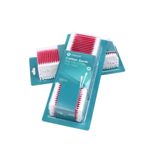 Ear Cleaning Cotton Swab 500pcs Red Paper Stick Cotton Bud with Blister Card Packed