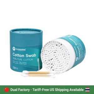 Easy open Function Ear Cleaning Cotton Buds Cotton Bud 200pcs Bamboo Stick Cotton Swab with Round Paper Box