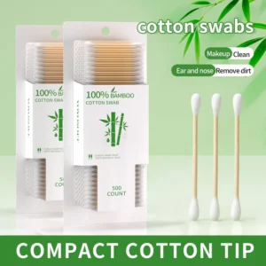 Eco-Friendly Bamboo Cotton Swabs 100% Biodegradable Natural Bamboo Sticks Double Headed Makeup Cleaning
