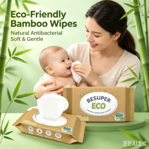 Eco-Friendly Bamboo Fiber & Poly Baby Wet Wipes Natural Biodegradable Antibacterial Hypoallergenic OEM ODM Private Label