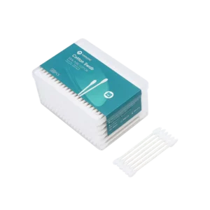Eco Friendly Biodegradable Pointed Round Tip Cotton Bud 300pcs Paper Stick Cotton Swab with Square Box