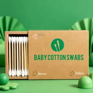 Eco Friendly Biodegradable Wood Cotton Swabs Customizable Disposable Qtips in Paper Box for Ear Cleaning Makeup & Daily Use