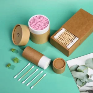 Eco Friendly Cotton Swabs with Bamboo Stick Packed in Paper Box