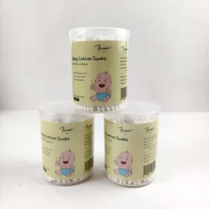 Eco Friendly Custom Logo Mini Paper Sticks Ear Buds Cotton Swabs with Round Case for Baby Care