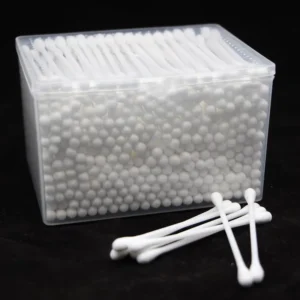Eco-Friendly Double-End Plastic Stick Home Use White Cotton Swab for Ear Cleaning and Sustainable