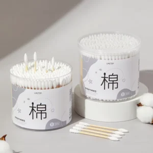 Eco Friendly Natural Sticks Cotton Swabs Biodegradable Qtips Double Head 300 Pcs Ear Cleaning Cotton Buds