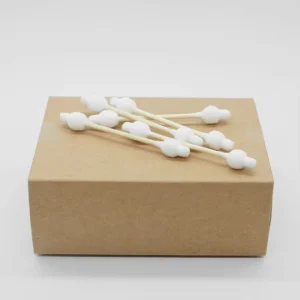Eco Friendly Premium Bamboo Cotton Swabs 55Pcs Double Gourd Head with Paper Drawer Box