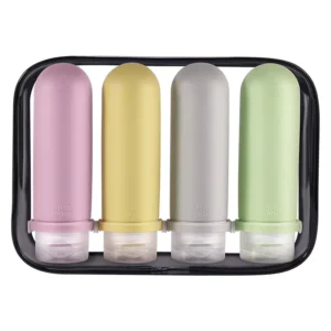 Eco Friendly Refillable 4 Pack Leakproof Cosmetic Travel Bottle Airplane Mini Silicone Salad Dressing Travel Bottles Kit Set