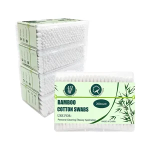 Eco friendly Cotton Swabs Double Round with Wooden Sticks