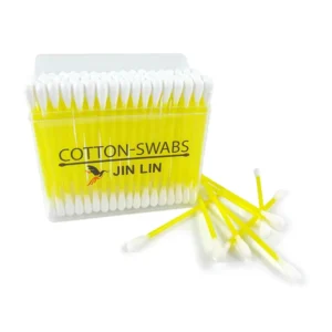 Eco friendly Multi Color Plastic Stick Cotton Swabs Hygienic Comfortable Daily Use Square Box Packaging Home Use