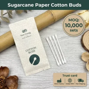 Eco friendly Sugarcane Paper Bag Paper Cotton Swabs Hotel Disposable Ear Cleaning 4 pack Individually