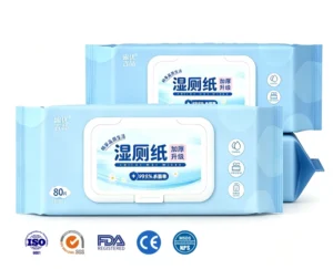 Effective Antibacterial Soft Flushable Wet Toilet Wipes 80 Packs Fragrance Free for Adults Kids Public Places OEM ISO Certified