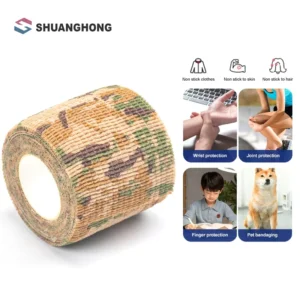 Elastic Non woven Camo Sport Bandage Wrap 5cm Width Cohesive Support Self Adhesive Bandage Sports Tape