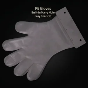 Embossed 100 Pcs Bulk PE Gloves with Holes Light Duty Disposable Plastic Gloves