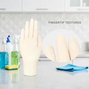 Ergonomic Disposable Latex Gloves Waterproof Anti Slip 4 Mil Thick 24cm Length Designed for Natural Hand Movement Comfort