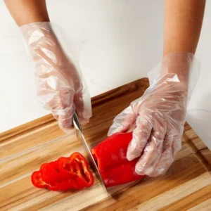 Essential Thick Waterproof PE Gloves Food Grade & Oil Resistant 100 Pcs Per Bag Stock up for Salon Restaurant or Workshop